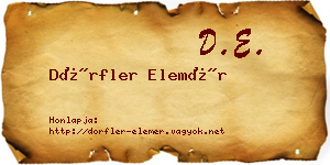Dörfler Elemér névjegykártya