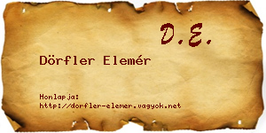 Dörfler Elemér névjegykártya